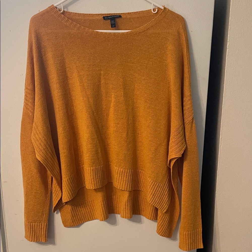 Eileen Fisher Women's Small Knit Warm Amber Orange‎ Oversized Pullover Sweater